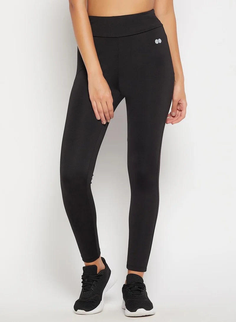 Clovia Black Snug-Fit High-Rise Active Tights in Black for Women | Best Price UAE